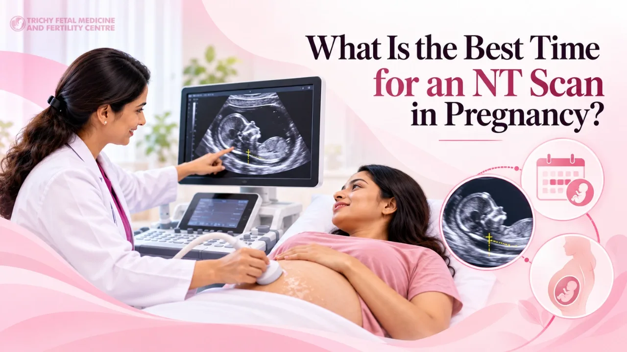 Doctor explaining an early pregnancy ultrasound to an expectant couple