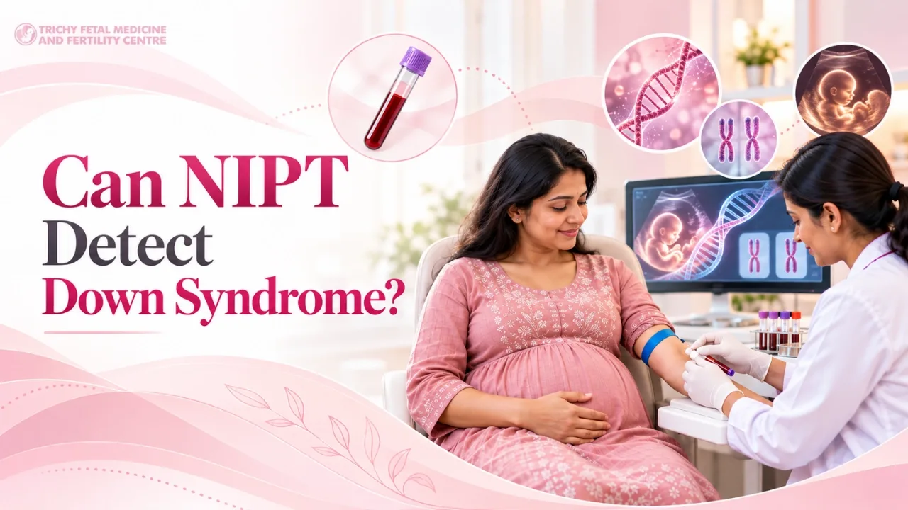 Pregnant woman having a routine blood sample taken in a bright clinic