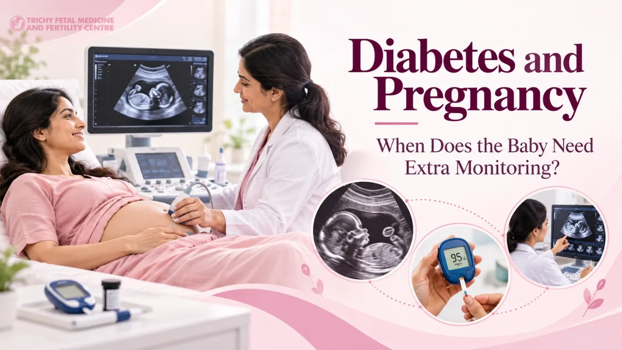 Specialist performing an ultrasound on a pregnant woman in a scan room