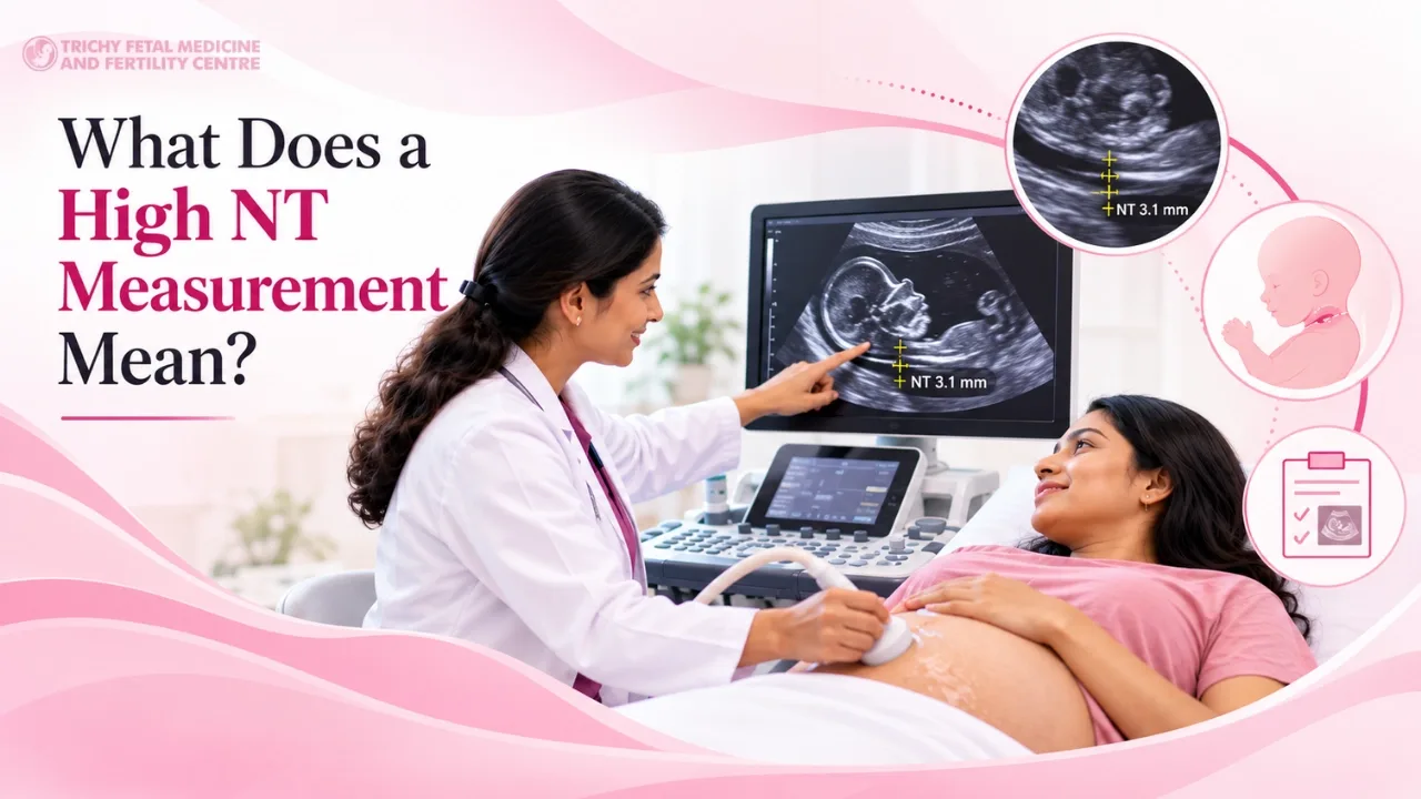 Doctor explaining a first trimester ultrasound result to an expecting couple