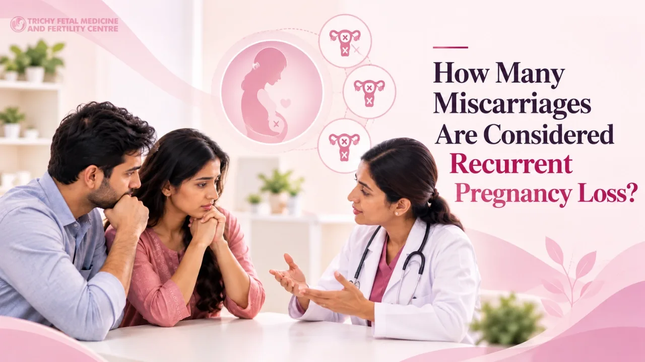 Doctor speaking gently with a couple holding hands in a consultation room