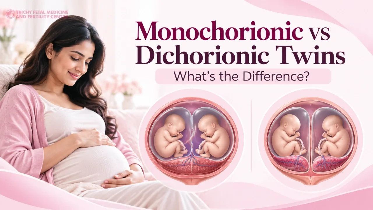 Two babies in the womb in separate and shared sacs side by side