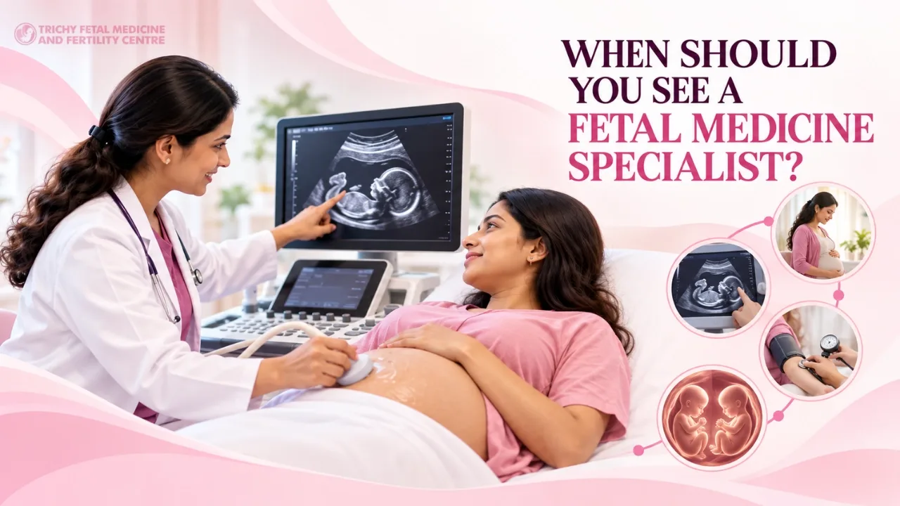 Specialist doctor discussing a scan with expecting parents